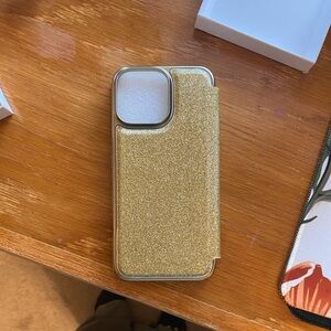 Glitter Gold Phone Case with mirror - phone size 6.9” for iPhone 16 pro max